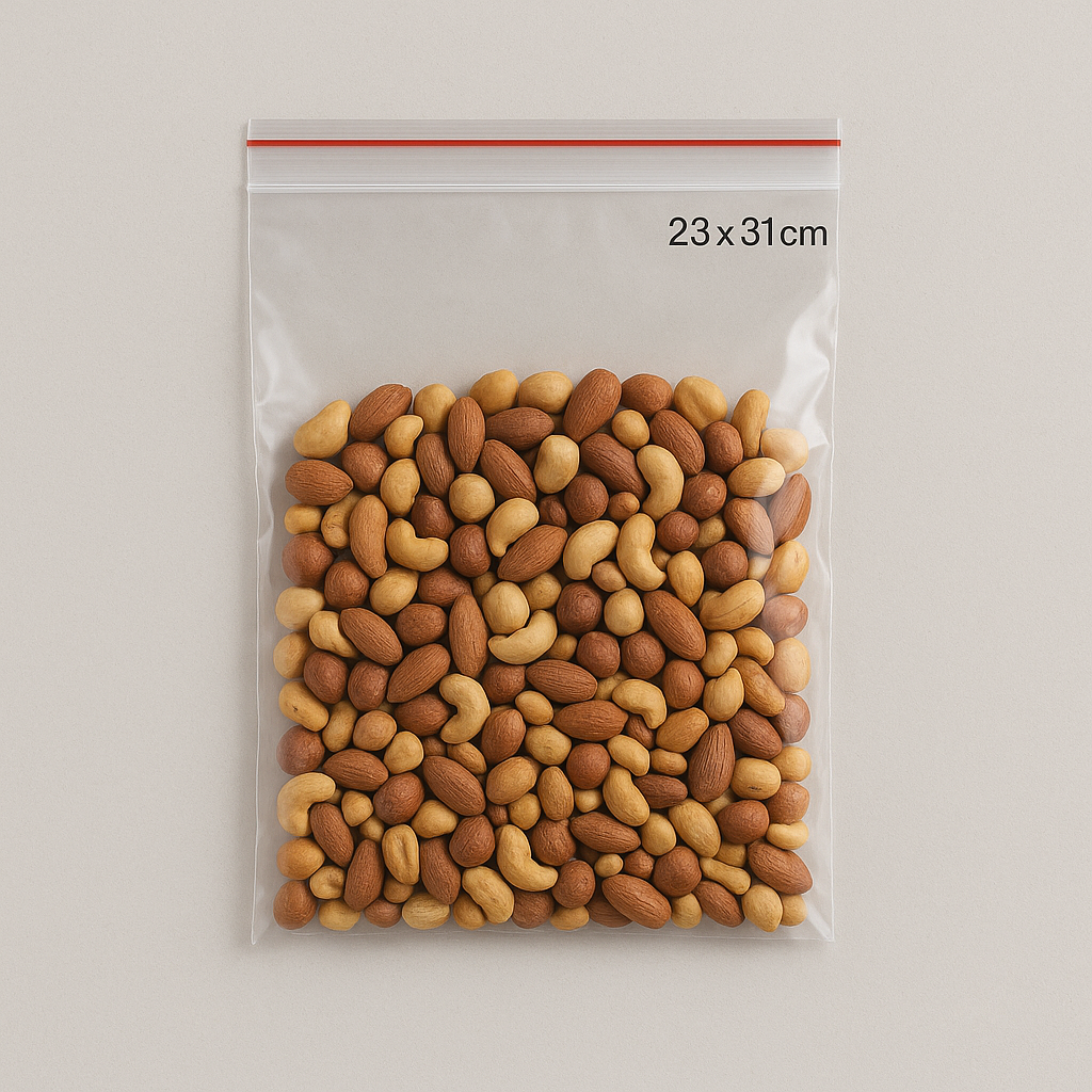 Kilitli Torba Şeffaf Poşet 23x31 cm Çerez, Buzdolabı, Saklama Naylonu