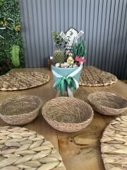 Dekoratif Doğal Hasır Mini Sepet 13 cm 3’lü