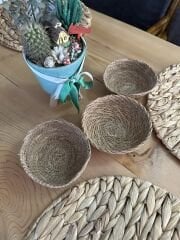 Dekoratif Doğal Hasır Mini Sepet 13 cm 3’lü
