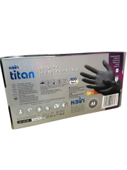 Ultra Güçlü Siyah Nitril Balık Sırtı Dokulu Muayene Eldiveni M Beden 50'li