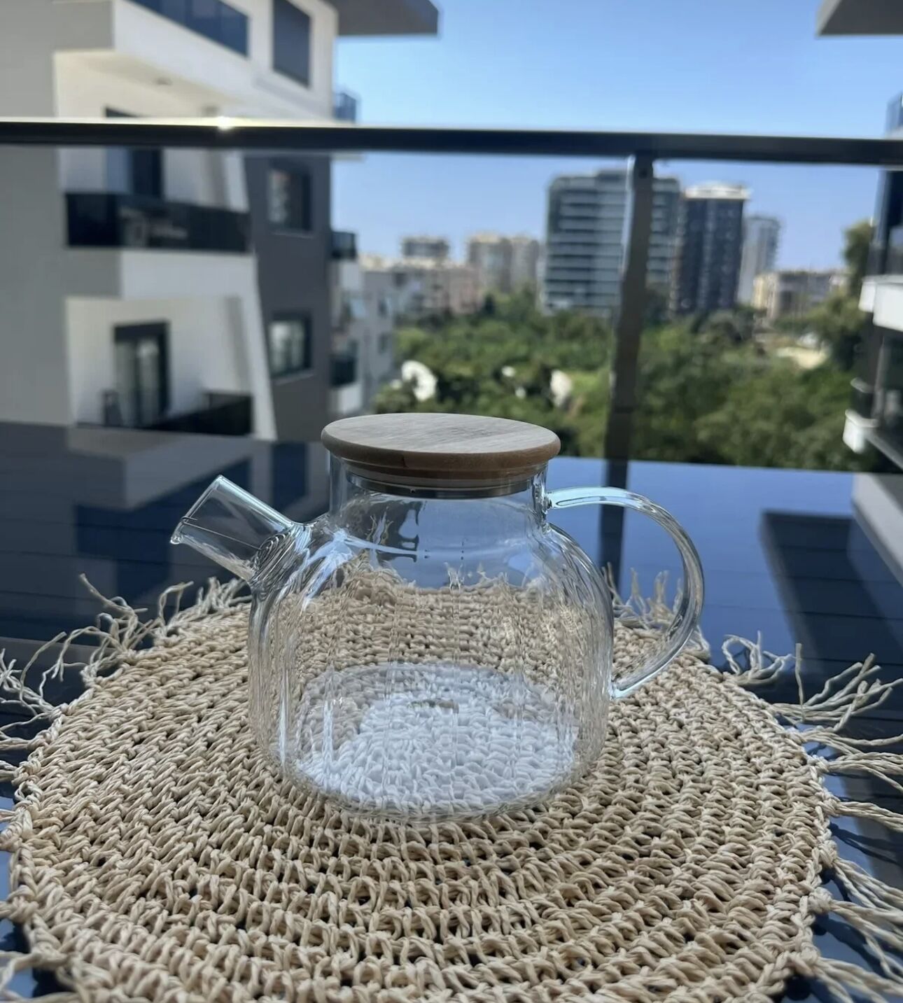 Süzgeçli Cam Demlik Çaydanlık 1000ml