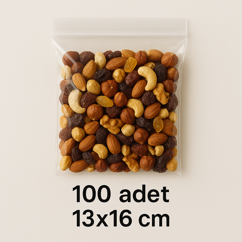 Kilitli Torba Şeffaf Poşet 13x16 cm Çerez, Buzdolabı, Saklama Naylonu