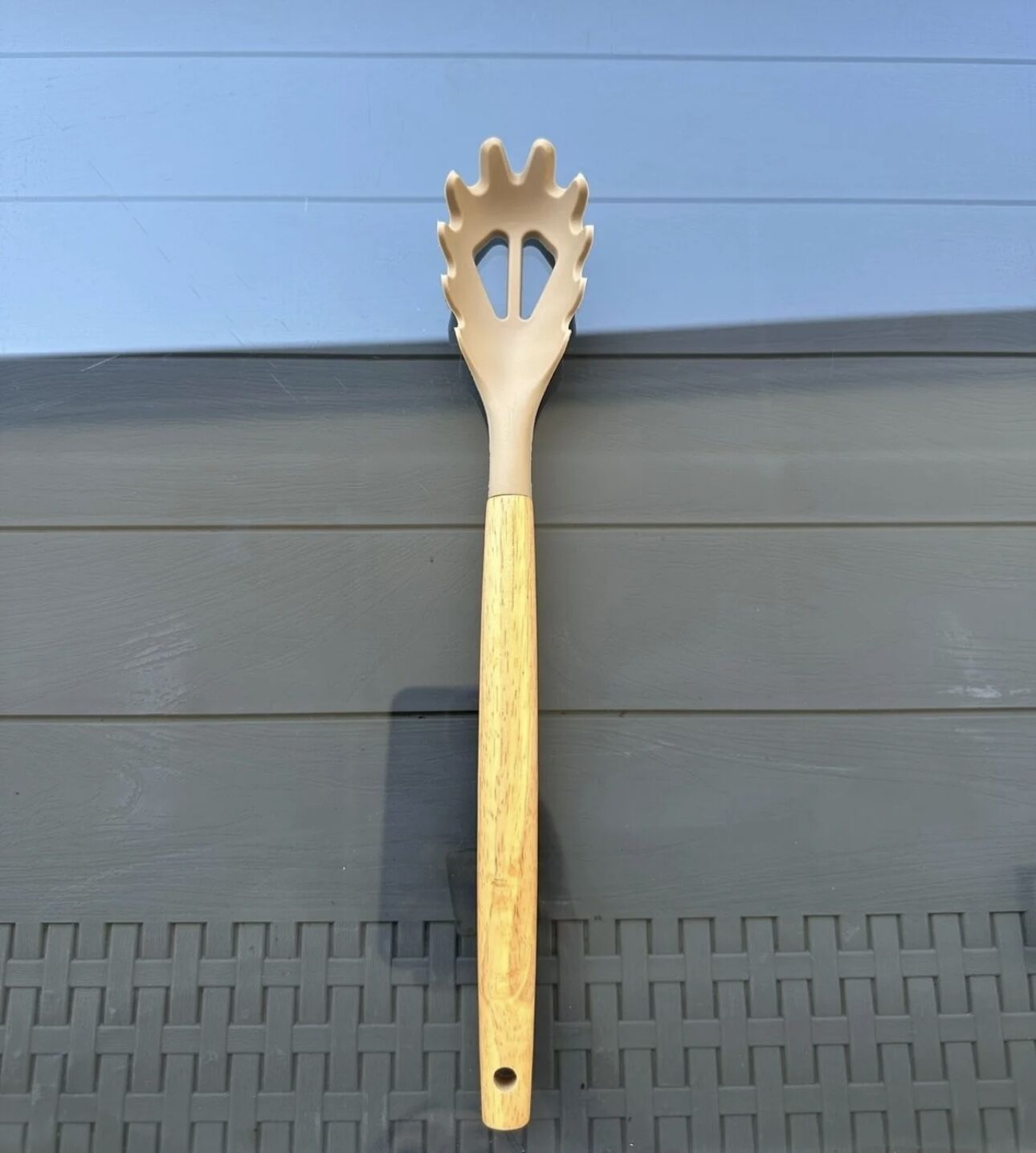 Silikon Ahşap Makarna Kaşığı 32 Cm Kahverengi