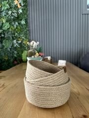 3'lü Doğal Jüt Sepet Organizer