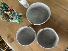 3'lü Doğal Jüt Sepet Organizer Gri