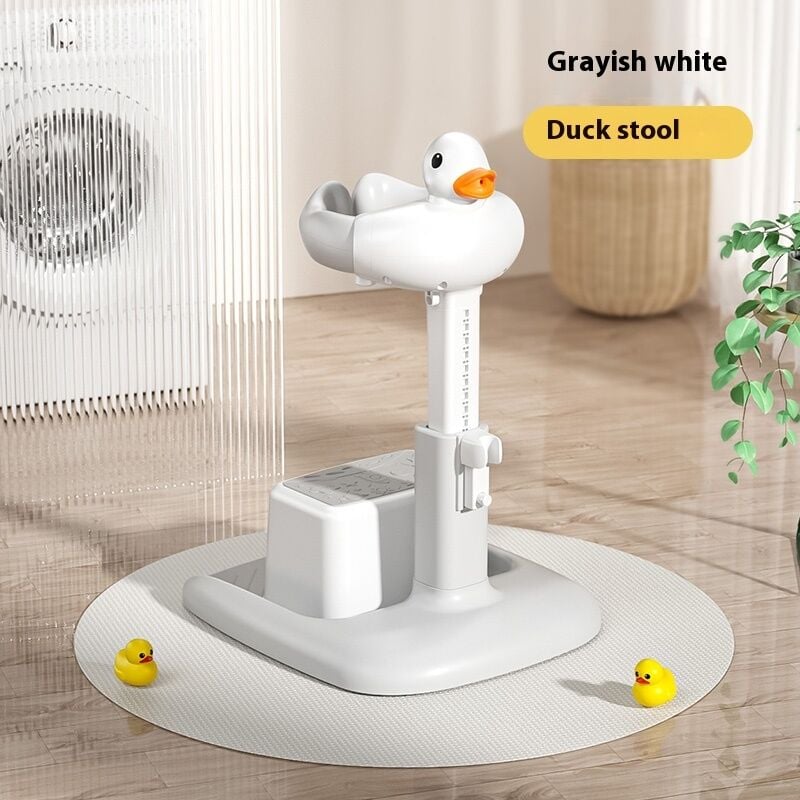 Ördekli Oturaklı Bebek Banyo Standı, Banyo ve Duruş Desteği GRİ